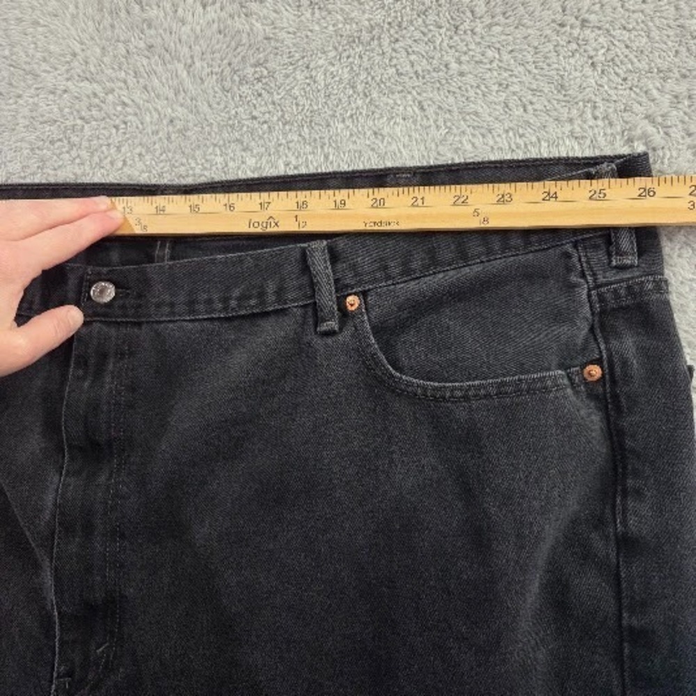 Levi's 550 Relaxed Fit Black Jeans Mens 54x32 Big & Tall 100% Cotton Denim Taper - Picture 8 of 14